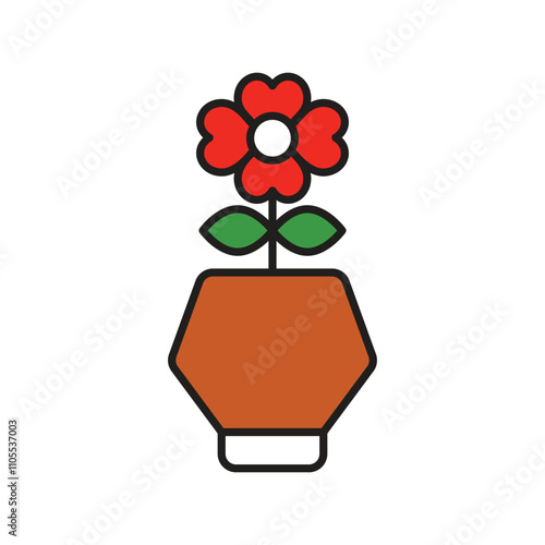plant color line icon with white background vector stock illustration