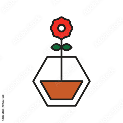 plant color line icon with white background vector stock illustration