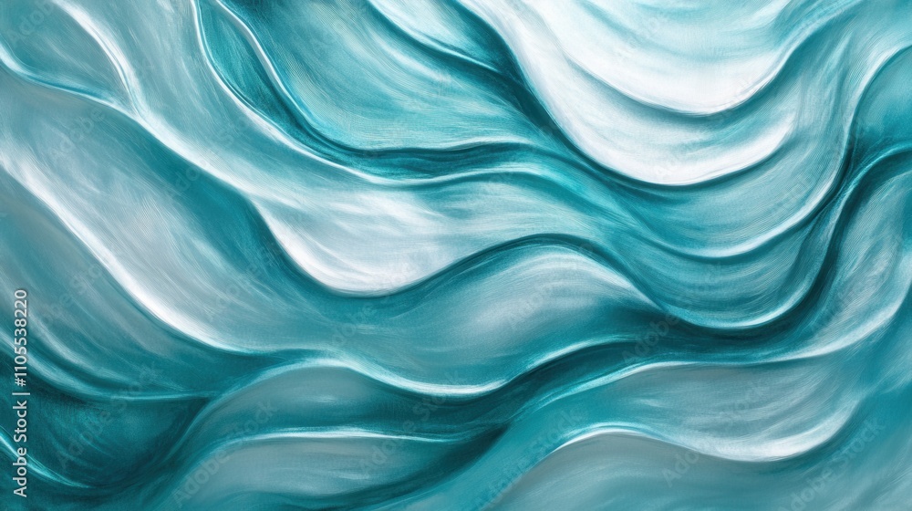 Abstract turquoise wave patterns create a calming ocean effect in modern art Abstract turquoise wave patterns create a calming ocean effect in modern art