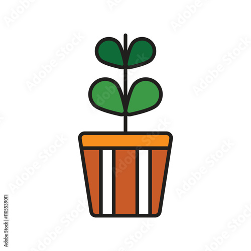plant color line icon with white background vector stock illustration