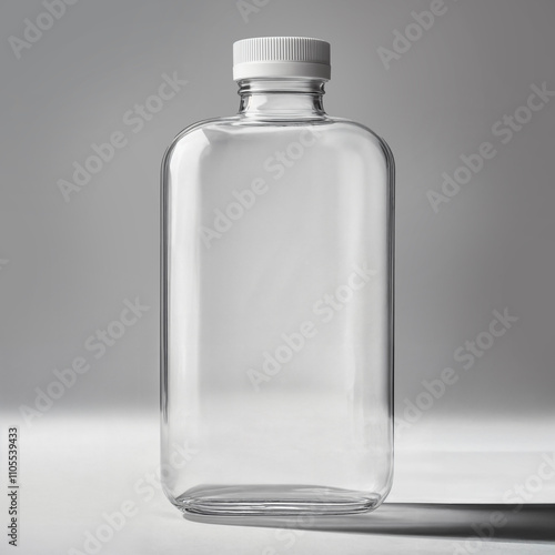 Bottle packaging, clear background, mockup ready, cosmetics, natural light