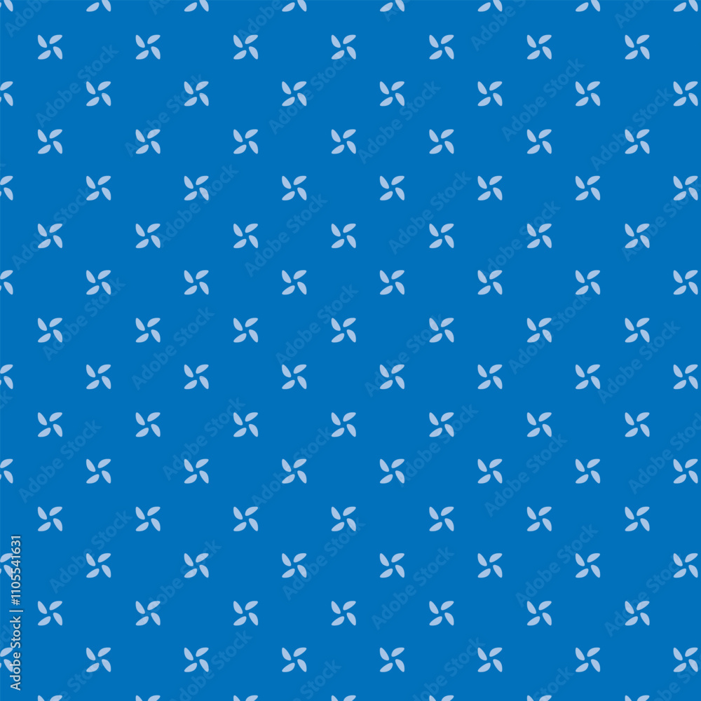 Small white flowers pattern doodle shapes motif continuous blue background. Modern floral fabric design textile swatch ladies dress, men's shirt all over print block. Small white flowers pattern doodle shapes motif continuous blue background. Modern floral fabric design textile swatch ladies dress, men's shirt all over print block.