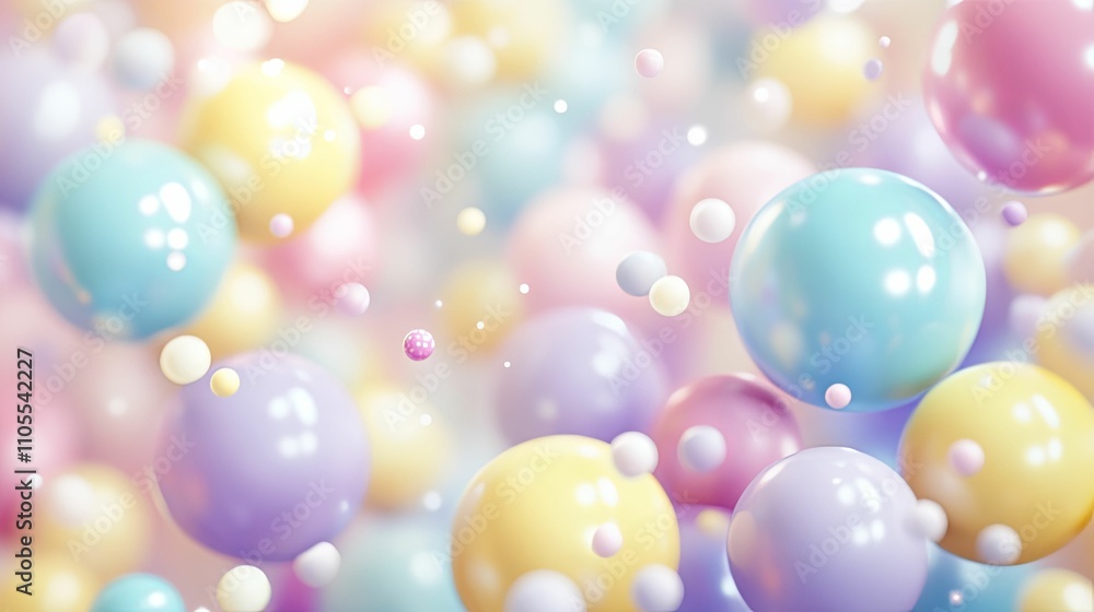 Pastel Colored Spheres Floating in Air Pastel Colored Spheres Floating in Air
