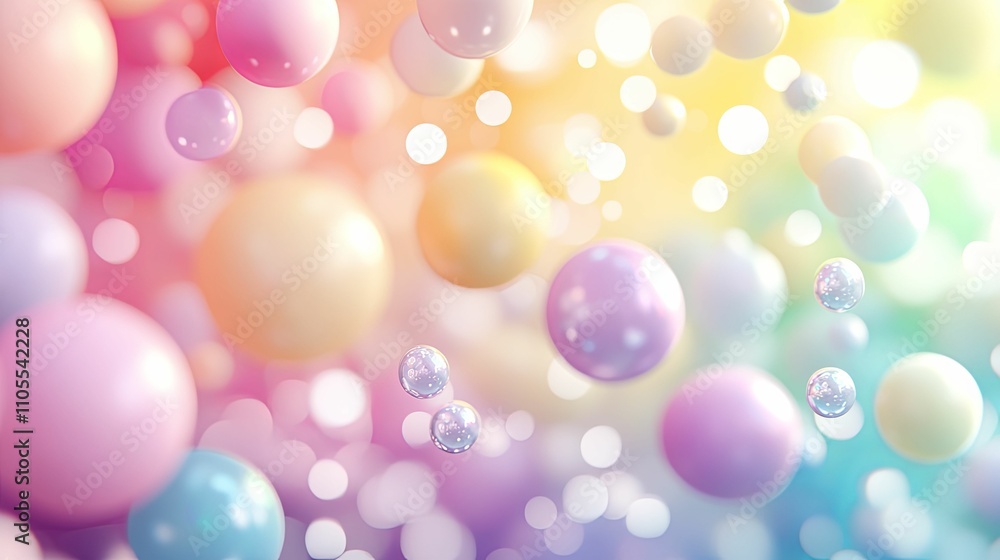 Pastel Colored Spheres Float In A Dreamlike Setting Pastel Colored Spheres Float In A Dreamlike Setting