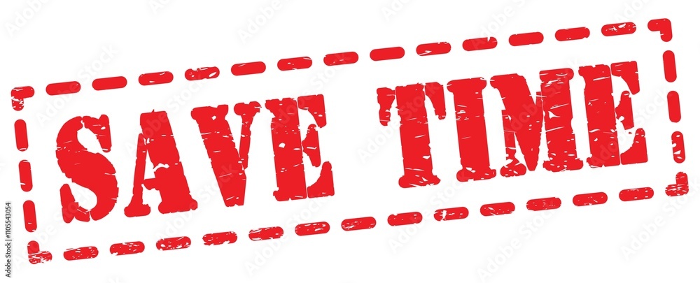 SAVE TIME text written on red stamp sign. SAVE TIME text written on red stamp sign.