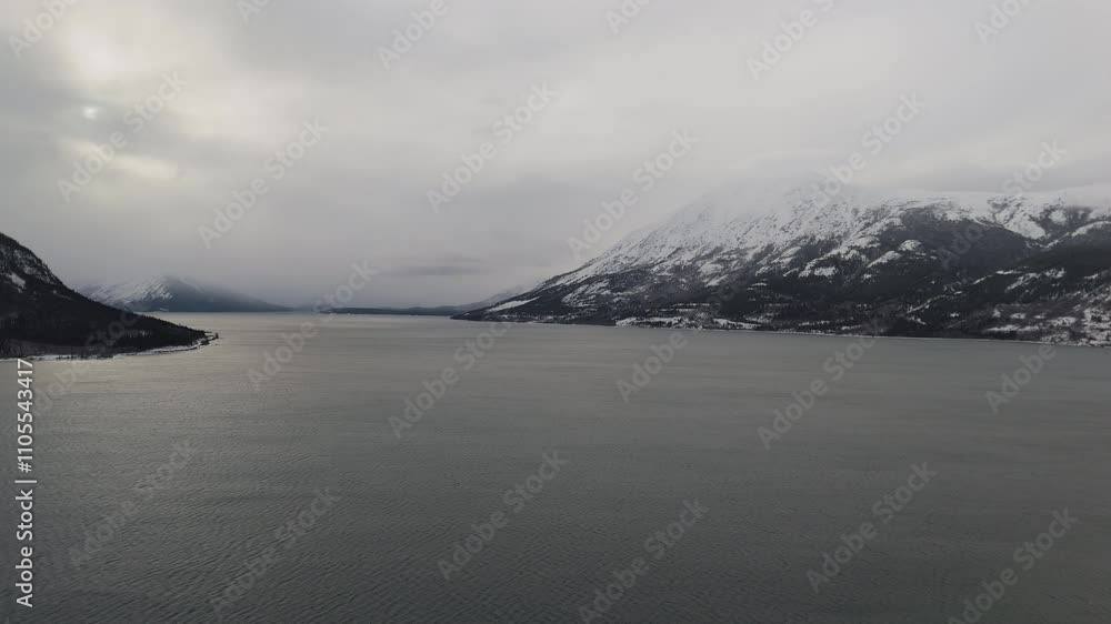 Bennett Lake Near Carcross In British Columbia and Yukon Territory, Northwestern Canada. Aerial Shot Bennett Lake Near Carcross In British Columbia and Yukon Territory, Northwestern Canada. Aerial Shot
