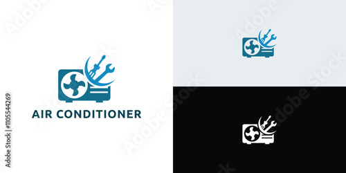 Air Conditioner Repair Logo Design Template Vector Design Illustration.