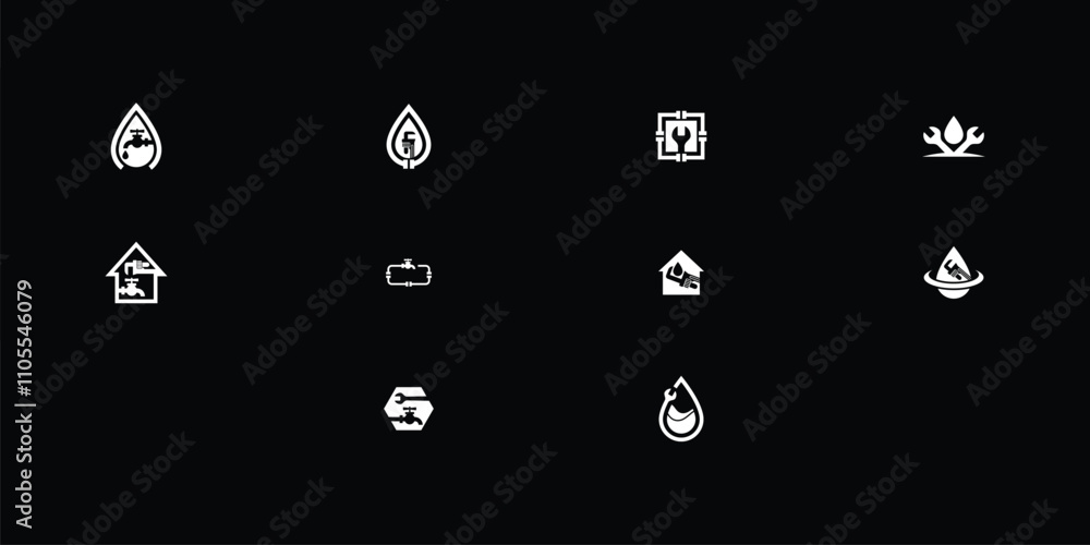 Set of plumbing service logo design template. Set of plumbing service logo design template.