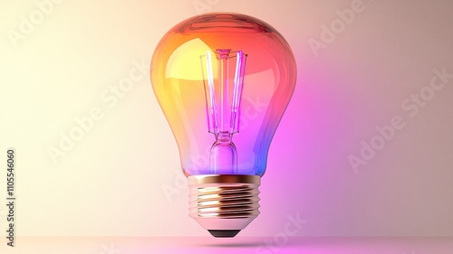 Futuristic transparent energy-efficient bulb display modern environment 3d concept art elegant lighting design