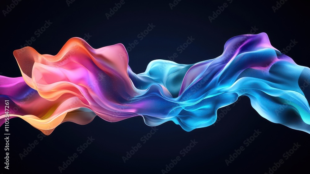 Colorful Abstract Flowing Waves in Vibrant Shades of Blue, Pink, and Orange on Dark Background Colorful Abstract Flowing Waves in Vibrant Shades of Blue, Pink, and Orange on Dark Background