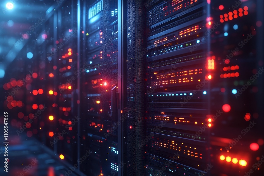 Modern Data Center with Glowing Servers and Advanced Technology in a High-Tech Environment Modern Data Center with Glowing Servers and Advanced Technology in a High-Tech Environment