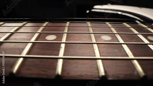 Close up electric guitar strings