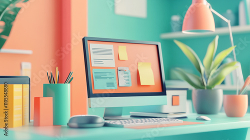 Wallpaper Mural Bright and colorful workspace with plants and creative organization tools for productivity Torontodigital.ca