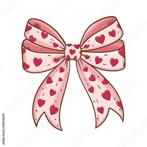  bow illustration on the white background, romantic bow clip art perfect for valentines day, t-shirt design and various project, AI Generative 