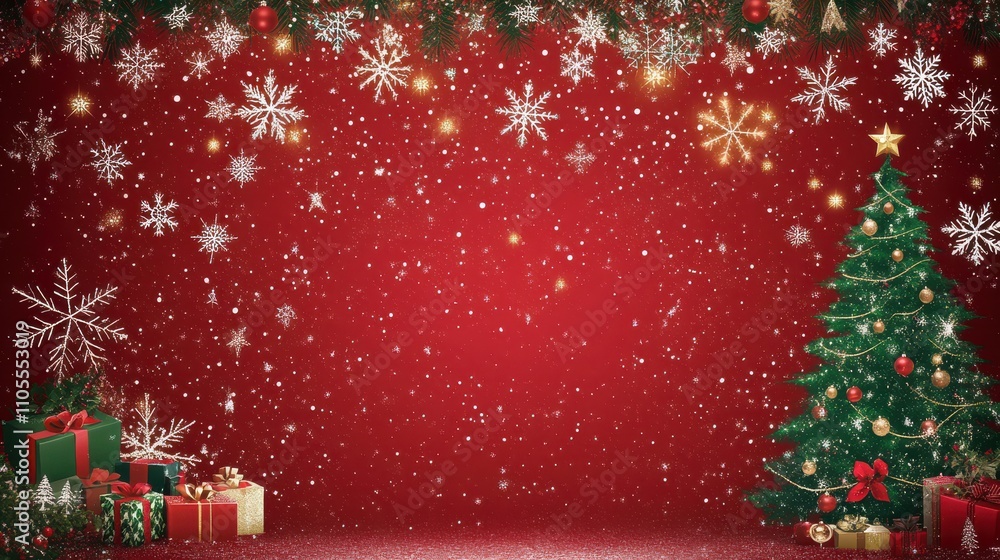 Christmas background with stars and snowflakes