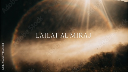 Lailat al miraj celebration with radiant gradient background and spiritual atmosphere