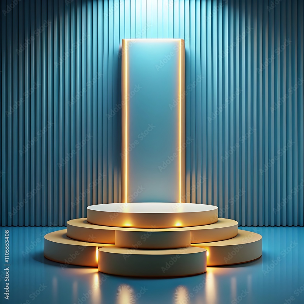 Fototapeta premium 3d podium background neon light design