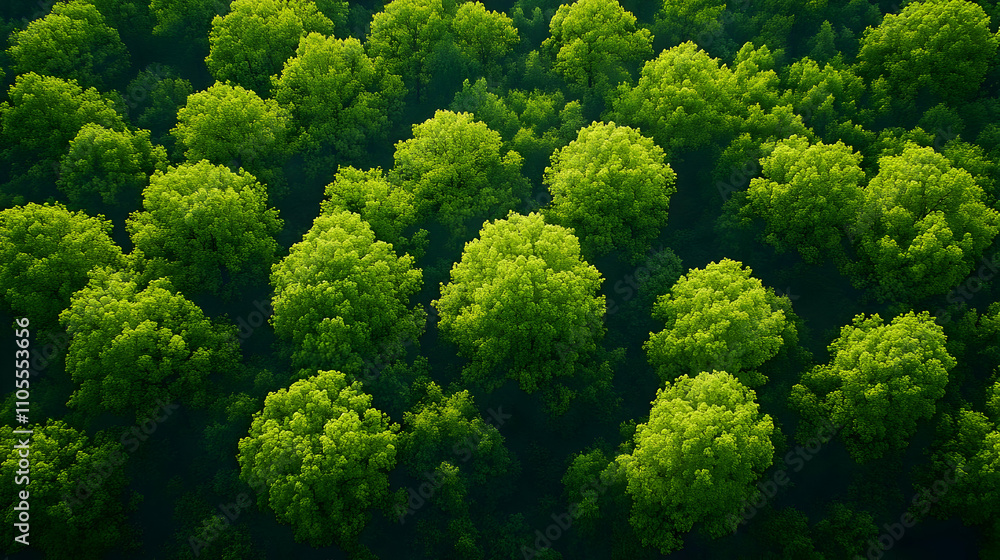 Lush Green Canopy: Aerial View of a Forest's Vibrant Trees Lush Green Canopy: Aerial View of a Forest's Vibrant Trees