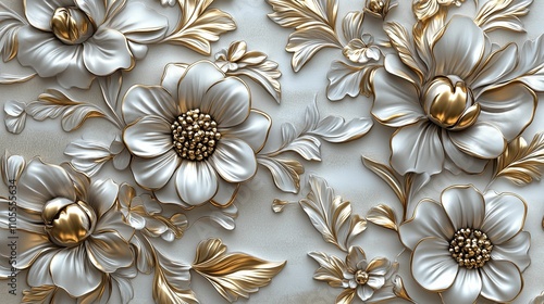 Elegant Gold And Silver Floral Embossed Design