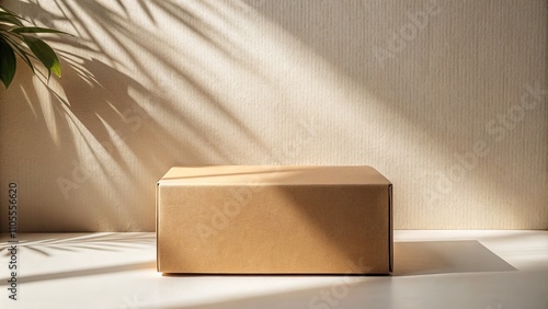 Minimalist Photography of a Flattened Cardboard Box with Soft Shadows and Neutral Tones for Modern Home Decor and Eco-Friendly Packaging Aesthetics