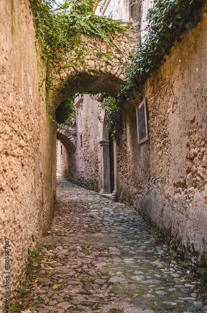 street view in the town of Gerace in Calabria 