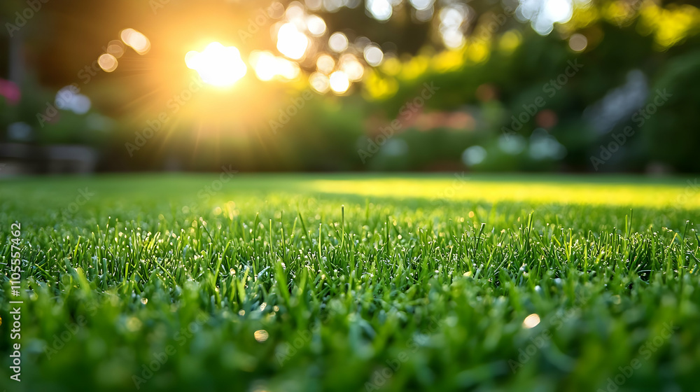 Sunlight Bathes Lush Green Grass in Backyard Oasis Sunlight Bathes Lush Green Grass in Backyard Oasis