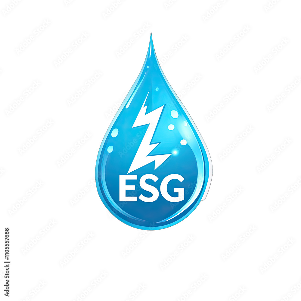 Blue Droplet With White Lightning Bolt in Flat Vector Style for Esg Hydropower Renewable Energy Concept. Isolated on a Transparent Background. Cutout PNG. Blue Droplet With White Lightning Bolt in Flat Vector Style for Esg Hydropower Renewable Energy Concept. Isolated on a Transparent Background. Cutout PNG.