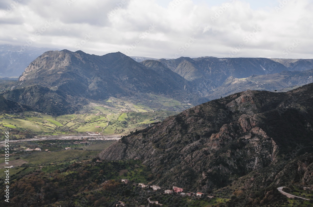 Naklejka premium view of the mountains in Gerace in Calabria