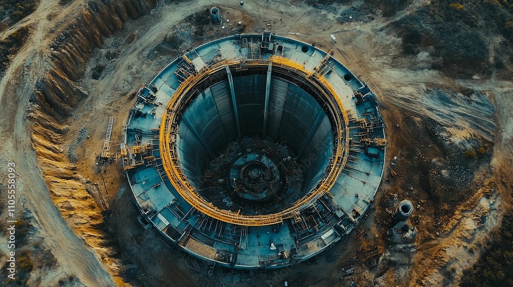 Aerial View of a Large Circular Construction Site Aerial View of a Large Circular Construction Site