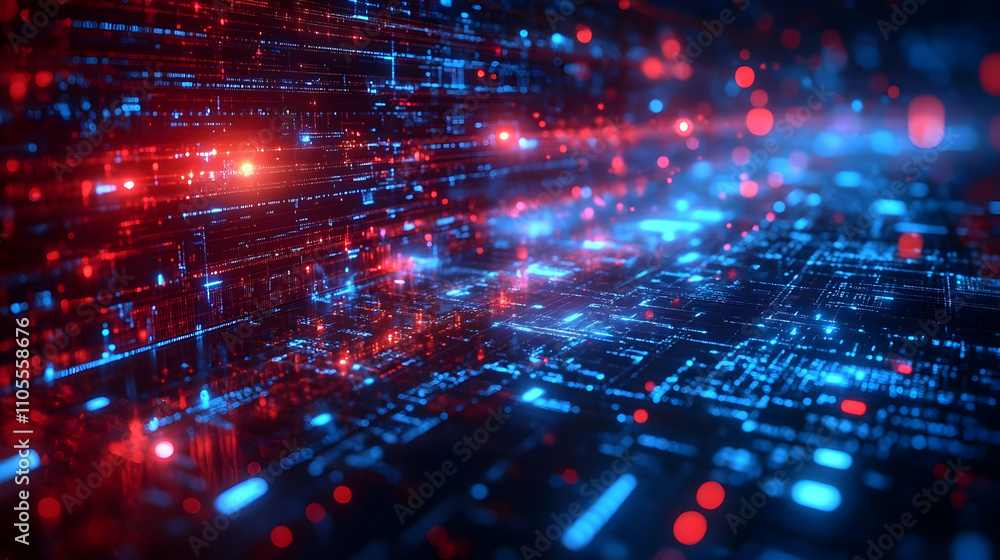 Obraz premium Digital Data Flows: Exploring Cyberspace's Vibrant Network