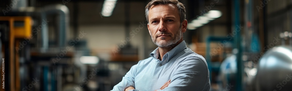 Confident Engineer in Industrial Setting Confident Engineer in Industrial Setting