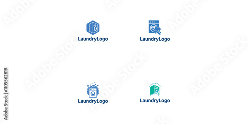Set of Laundry logo design. Washing machine icon for laundry service business logo template.