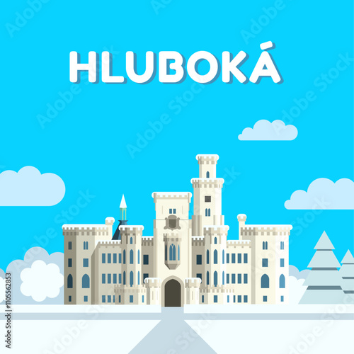 Zámek Hluboká, jižní Čechy – Jihočeský kraj, Česká republika, zima