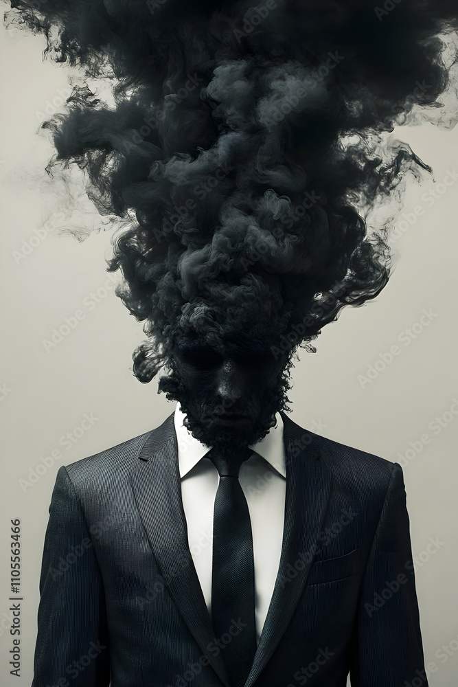Dark Abstract Smoke Illustration Man in Suit Dark Abstract Smoke Illustration Man in Suit