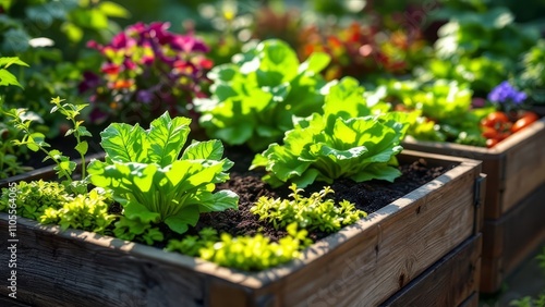 Crisp greens, juicy tomatoes, and fresh herbs. A vibrant summer salad. photo