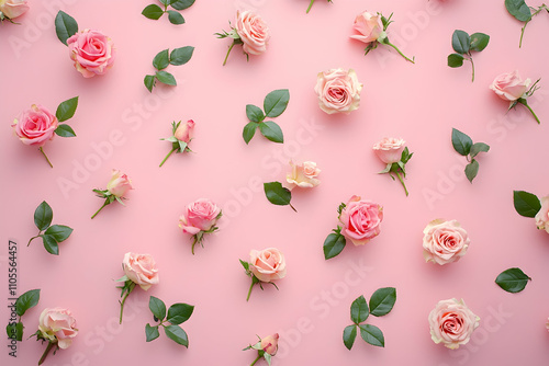 wall of pink roses, flat lay photography, symmetrica photo