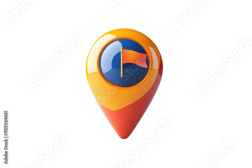 Free Download A colorful location marker featuring a blue circle with a flag icon. - GFXLoad