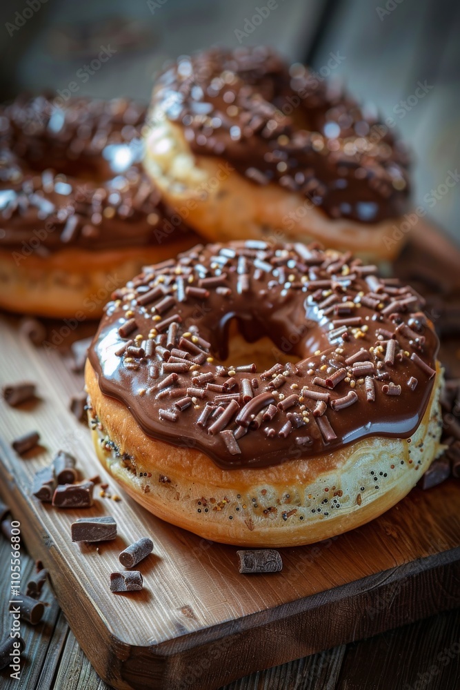 Sweet donut with chocolate filling, perfect for a morning treat Sweet donut with chocolate filling, perfect for a morning treat