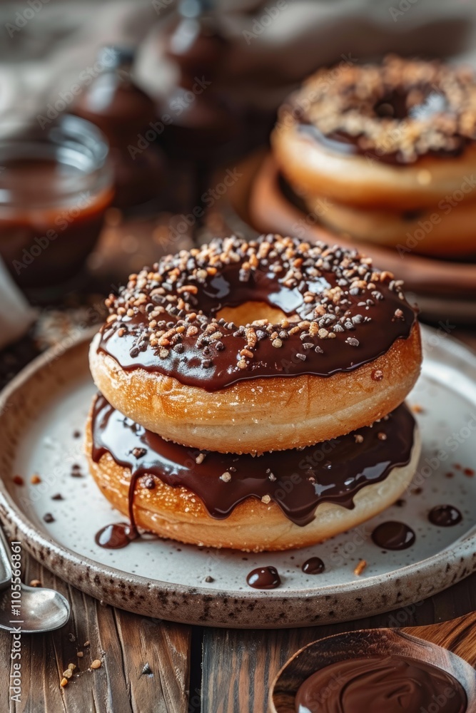Perfect donut with chocolate filling, enhancing your breakfast or tea time Perfect donut with chocolate filling, enhancing your breakfast or tea time
