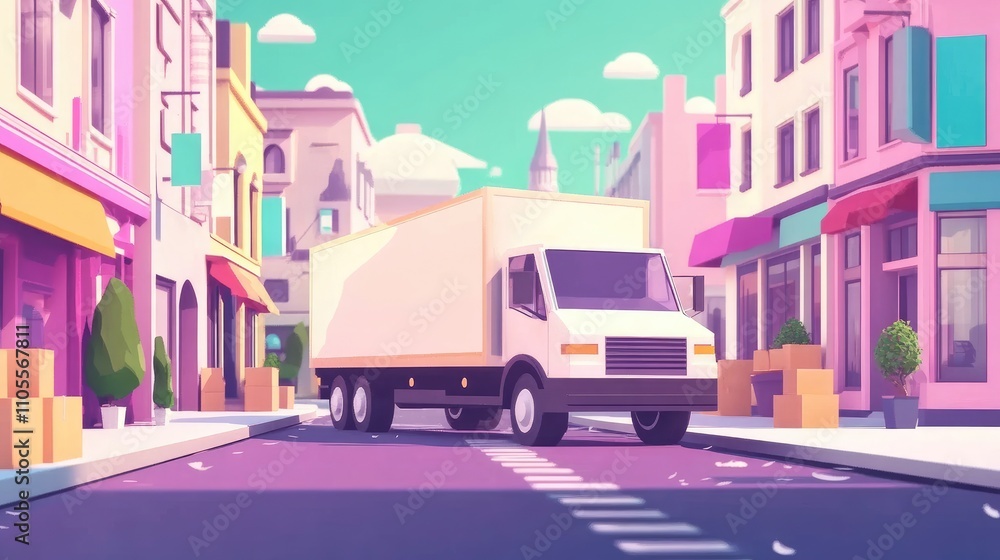 Stock distribution flat design front view delivery theme animation vivid Stock distribution flat design front view delivery theme animation vivid