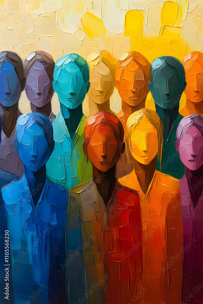Naklejka premium Colorful Abstract Crowd Painting