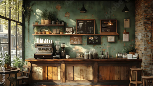 Cozy Coffee Shop: Rustic Decor & Brewing