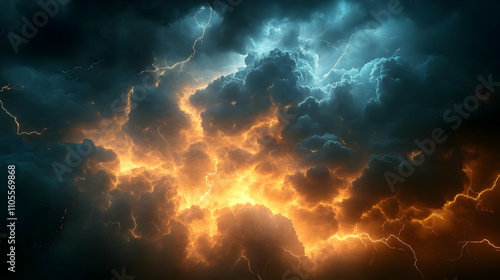 Fiery Sky: Intense Lightning Storms Rage Across Dark Clouds