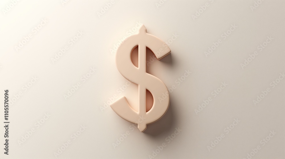 Soft Rendered Dollar Sign on Minimal Background Soft Rendered Dollar Sign on Minimal Background