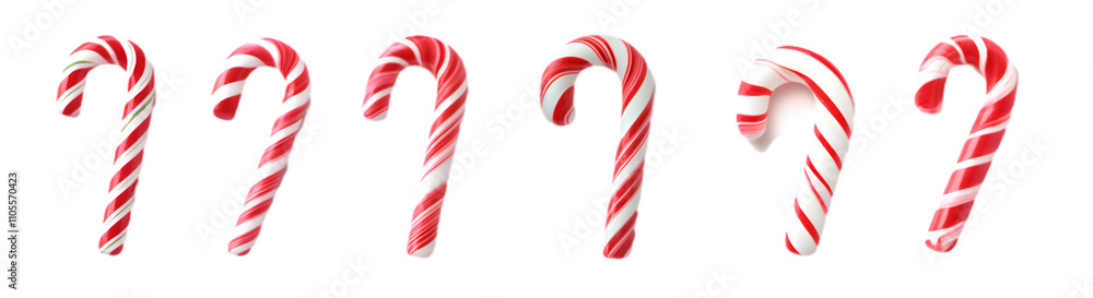 Christmas Candy Canes Collection on White Background for Holiday Decoration Christmas Candy Canes Collection on White Background for Holiday Decoration