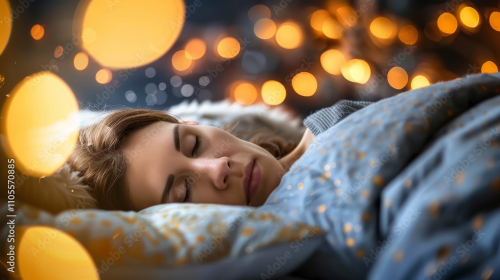 Person lying in bed withtroubled expression, eyesclosed, surrounded by softpillows, symbolizing sleepdisorder and restlessness. Person lying in bed withtroubled expression, eyesclosed, surrounded by softpillows, symbolizing sleepdisorder and restlessness.