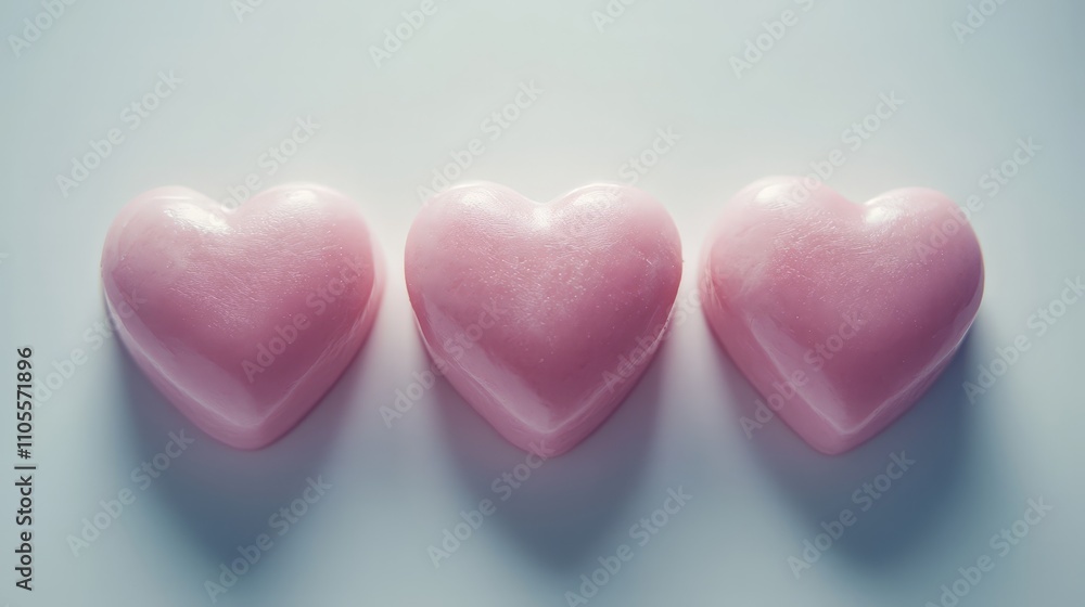Minimalist Pink Hearts Illustration on White Minimalist Pink Hearts Illustration on White