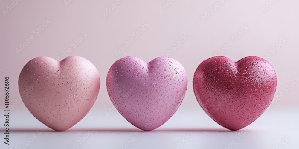 Minimalist Pink Hearts Illustration on White Minimalist Pink Hearts Illustration on White