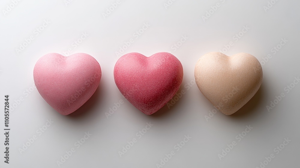 Minimalist Pink Hearts Illustration on White Minimalist Pink Hearts Illustration on White