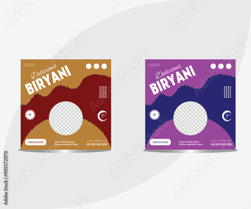 Special healthy biryani social media post design.
special tasty biryani social media post template design